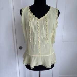 Women's Yellow Sleeveless Blouse, Side Zip,with Silk Lining by Ann Taylor, Sz S